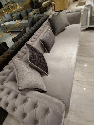 Elegant living room furniture, three-seater sofa, high-quality three-seater sofa, gray