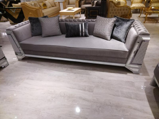 Elegant living room furniture, three-seater sofa, high-quality three-seater sofa, gray