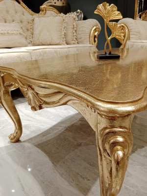 Coffee table tables Chesterfield table design luxury furniture gold wood living room new