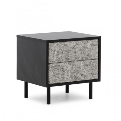 Light gray bedroom furniture designer textile bed 2x nightstands bench