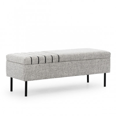 Light gray bedroom furniture designer textile bed 2x nightstands bench