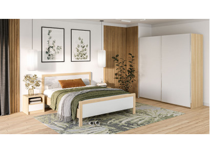White bedroom furniture luxury bed nightstands large wardrobe