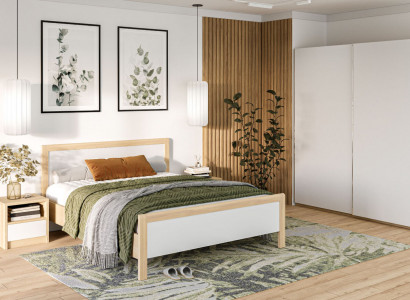 White bedroom furniture luxury bed nightstands large wardrobe