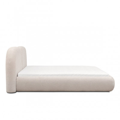 Beige bedroom double bed round textile headboard upholstered bed new