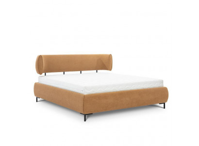 Brown bedroom bed upholstered beds designer wooden frame textile bed