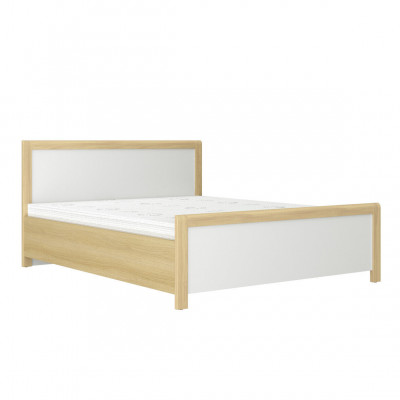 Bedroom wooden bed, white double bed, designer light wooden frame, new.