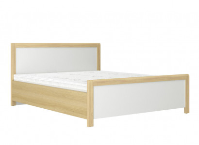 Bedroom wooden bed, white double bed, designer light wooden frame, new.