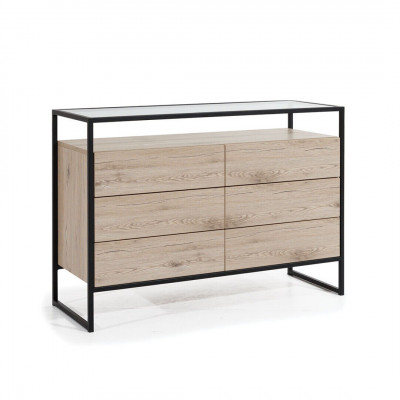 Brown Bedroom Dresser 3-Drawer Modern Wood Sideboard Furniture