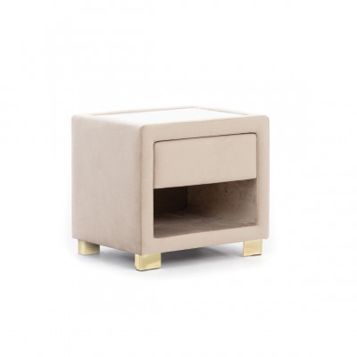 Beige square bedside table designer wood frame modern furniture new