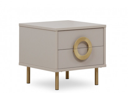 Designer beige nightstand with 2 drawers bedroom bed console