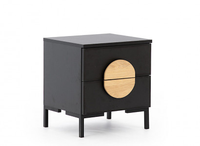 Black nightstand designer bedside table with 2 drawers wooden furniture