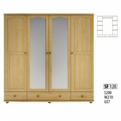 Wardrobe Bedroom Wood Cabinet Genuine Handmade Solid Wood Wardrobe 4-door.