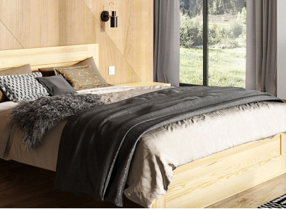 Bedroom 3-piece Set Real Wood Bed with 2x Nightstands 180x200cm Solid Wood