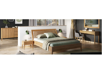 3-piece bedroom set, bed made of solid wood furniture, 2 bedside tables, real wood beds.