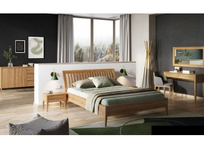 Bed Bedroom Double Beds 3-piece Set 2x Nightstands Solid Wood Real Wood