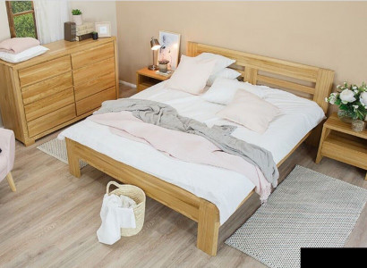 Bedroom furniture set bed solid wood nightstands 2x beds real wood 3-piece.