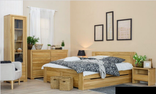 Bedroom furniture 3-piece set bed nightstands 2x beds solid wood real wood