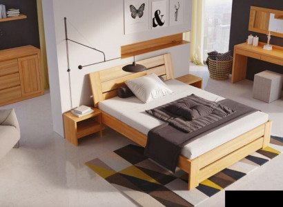 Bedroom furniture 3-piece set bed solid wood nightstands 2x real wood.