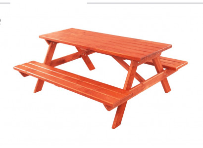 Table double benches seating group dining set furniture wood furniture handmade garden new