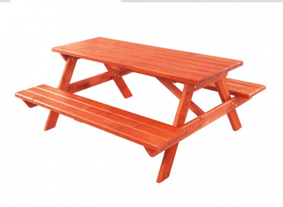 Table double benches seating group dining set furniture wood furniture handmade garden new