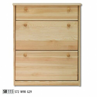 Shoe chest made from real wood, handcrafted shoe tilters, shoe chest with 3 drawers
