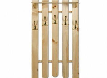 Handcrafted wall coat rack made of solid pine wood wardrobe with 5 hooks