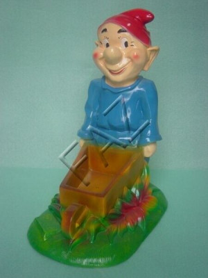 Dwarf with Wheelbarrow Figure Garden Statue Sculpture Figures Sculptures New 43 cm