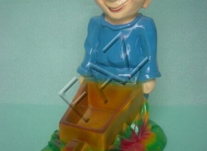 Dwarf with Wheelbarrow Figure Garden Statue Sculpture Figures Sculptures New 43 cm