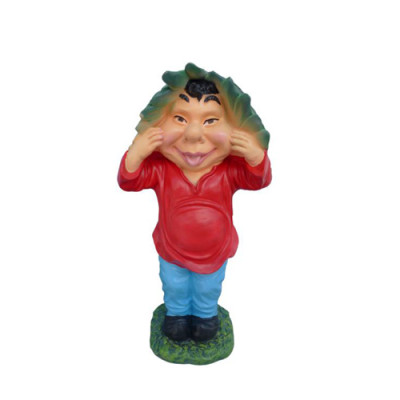 Ugly garden gnome figure, whole 45cm, to disfigure your own garden, new.