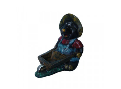 Design Mole Wheelbarrow Figure Statue Sculpture Figures Decoration 45cm Decor