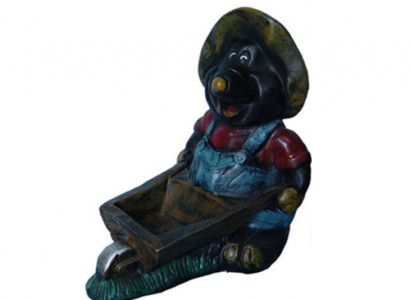 Design Mole Wheelbarrow Figure Statue Sculpture Figures Decoration 45cm Decor