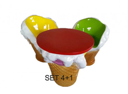 Ice Cream Furniture Table 4 Chairs Ice Cream Parlor Dining Set Armchair Tables Set of 5
