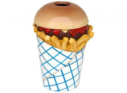 Sculpture Fast Food Trash Can Bucket Bucket Restaurant Statue Figures Gastronomy