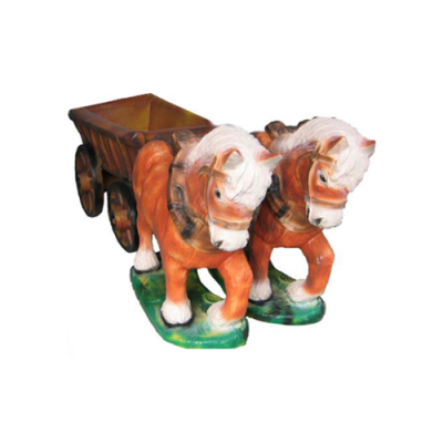 Draft horses 2 with cart garden figurines statue sculpture figurine statues 45 cm new