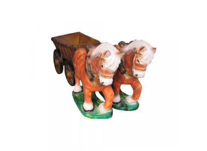 Draft horses 2 with cart garden figurines statue sculpture figurine statues 45 cm new
