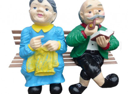 Deco figure statue sculpture 64cm figures statues sculptures elderly couple garden