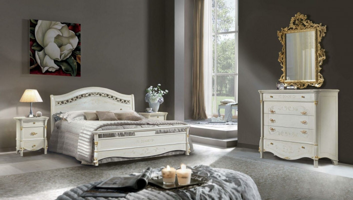 Bedroom set bed + 2x nightstand upholstered luxury beds double hotel beds
