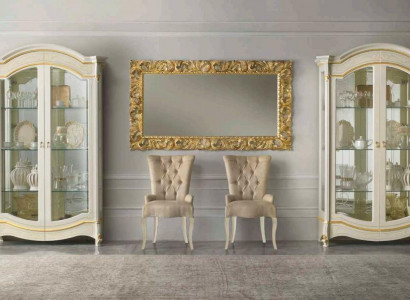 Classic living room furniture white gold wood showcase display cabinet furniture