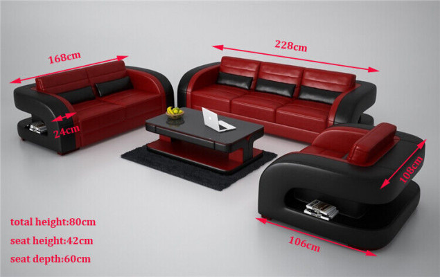 Luxury living room sofa set 3+2 set upholstery leather couches