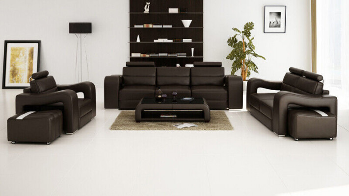 Leather Sofa Couch Living Landscape 3+2+1 Seater Suite Design Modern Sofa F3008D