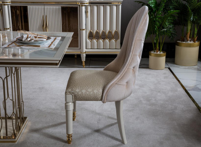 Beige Chesterfield Upholstered Chair Luxury Seating Dining Room Chair