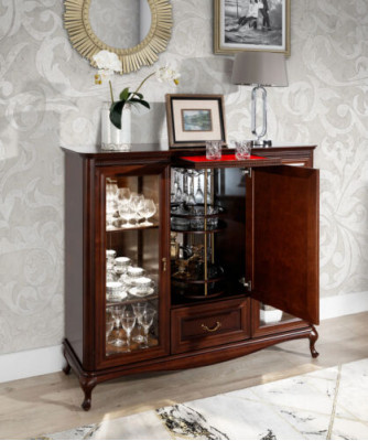 House bar cabinet sideboard with rotating bottle cabinet display case wood
