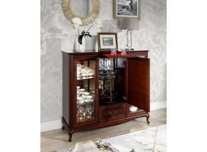 House bar cabinet sideboard with rotating bottle cabinet display case wood
