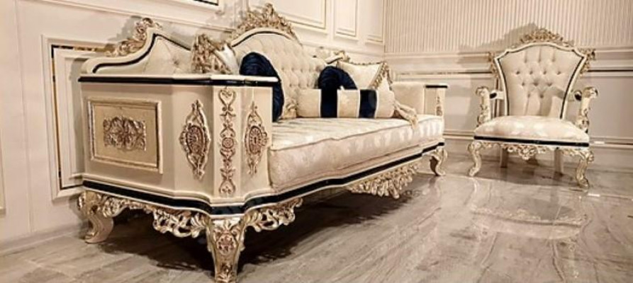 Chesterfield Sofa Set 3+1 Luxury 2-piece Fabric Sofa Living Room