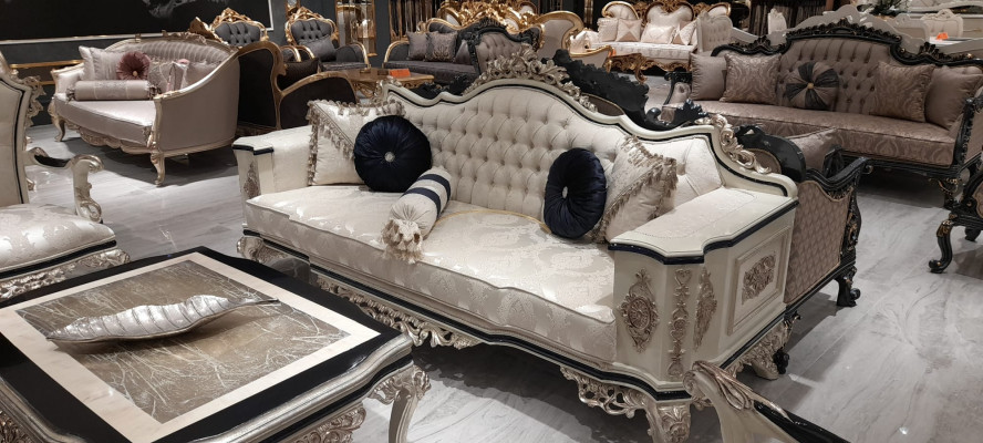 Chesterfield Sofa Set 3+1 Luxury 2-piece Fabric Sofa Living Room