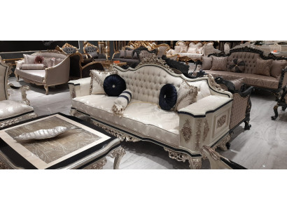 Chesterfield Sofa Couch 3-Seater Couch Upholstered Furniture Three-Seater White New