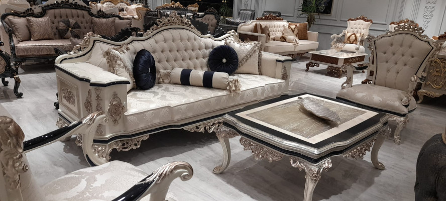 Chesterfield Sofa Couch 3-Seater Couch Upholstered Furniture Three-Seater White New