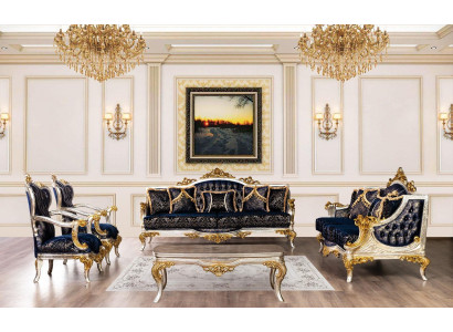 Royal Blue Couch Sofa Set Sofa Set Coffee Table Furniture 5-Piece Sofa