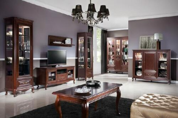Classic living room, noble designer furniture, display cabinet, TV table, dresser, Italy style.