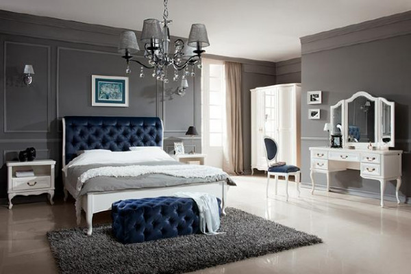Bedroom set designer Chesterfield bed bedside tables dresser wardrobe furniture